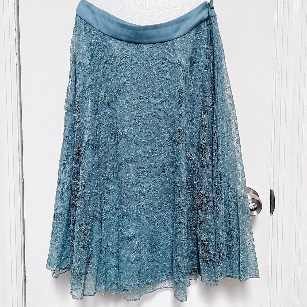 Reiss Pleated Midi Lace Skirt Size 4